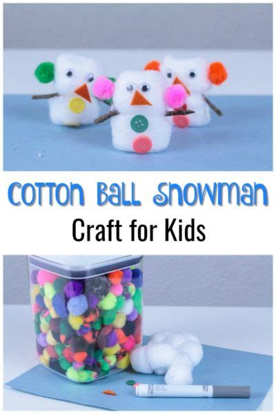 cotton ball snowman craft for kids | Life With Darcy and Brian