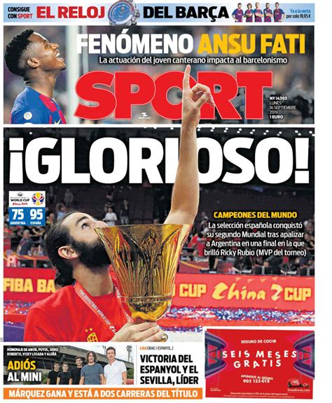 La Portada Del Diario Sport 16 09 2019