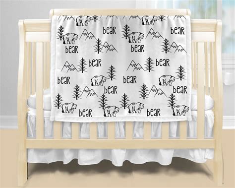 Personalized Baby Blanket – Monochrome Bear – Hugs, Mugs & More