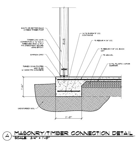 Masonry and Post Connection Detail - Timber Frame HQ