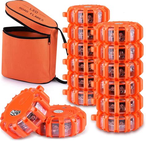 Tobfit Pack Led Road Flares Emergency Lights Roadside Safety Beacon