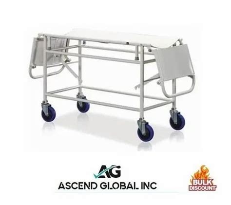 White Mild Steel Foldable Stretcher Trolley Model Namenumber Ag 1100