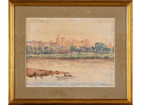 Jean Baptiste BRUNEL C 1850 1929 Vue D Avignon Et Le Pont Saint