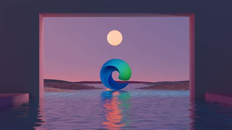 Microsoft Edge Wallpaper 4K, Aesthetic, Landscape, Moon