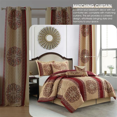 Lanco Medallion Piece Red And Gold Comforter Set California King