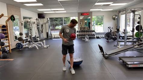 Single Leg Balance On Bosu With Ball Youtube