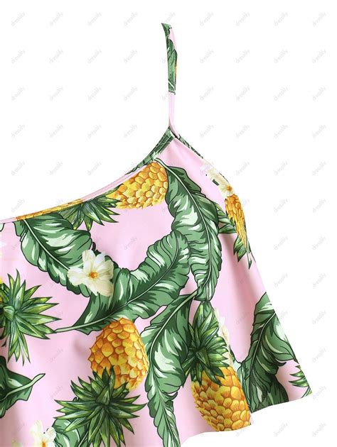 Off Pineapple Leaf Flounce Plus Size Reversible Bikini