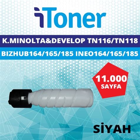 İTONER TMP TN116 KONICA MINOLTA DEVELOP TN116 TN118 11000 Sayfa SİYAH