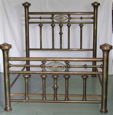 2146 1800s Ornate Brass Bed With Original Simmons