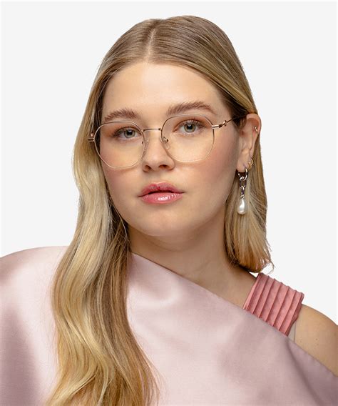 Aiko Geometric Matte Rose Gold Full Rim Eyeglasses Eyebuydirect Canada