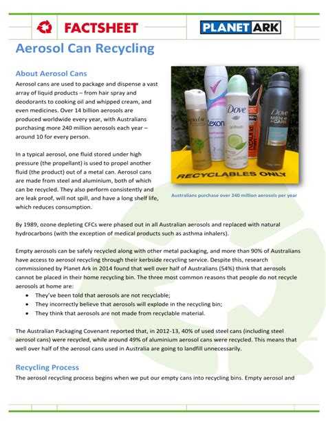 Aerosol Can Recycling Factsheet