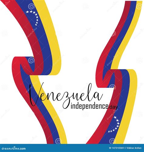 Happy Venezuela Independence Day Label Flat Cartoon Hand Drawn