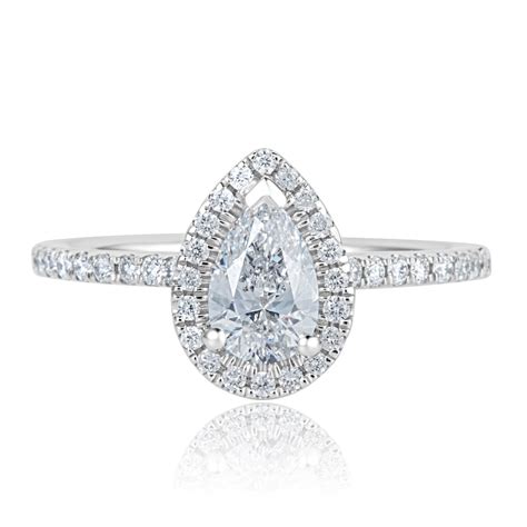 Pear Shape Diamond Halo Ring Ct Pravins