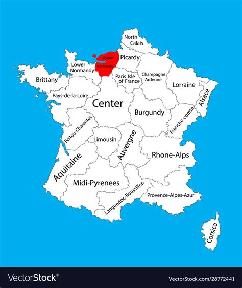 Map State Upper Normandy Location On Fr Royalty Free Vector