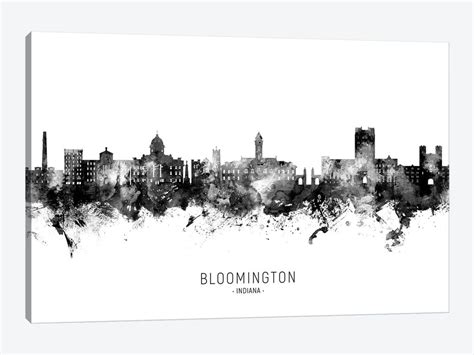 Bloomington Indiana Skyline Name Bla Canvas Print Michael Tompsett