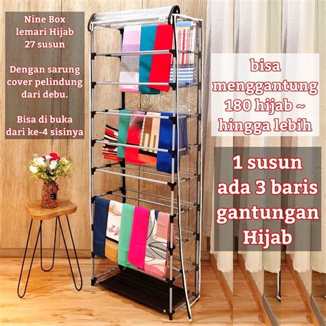 Jual Nine Box Rak Lemari Gantung Hijab Rak Jilbab Rak Gantung