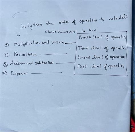 Solved In Python The Ordes Of Operation To Calculate Is Chegg