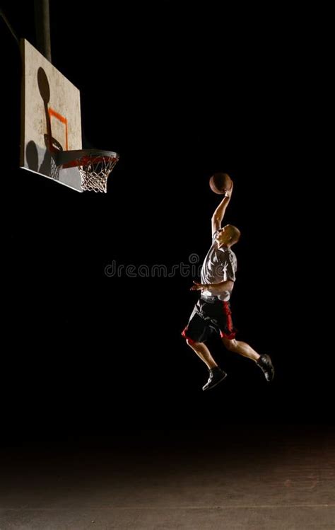 Basketball Player Jumping Dunking Silhouette Stock Photo Image Of