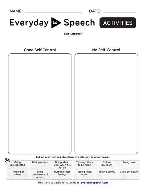 Free Printable Self Control Worksheets Printable Word Searches