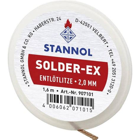 SOLDER EX 2mm 907101 STANNOL Desoldering Braid With Flux 396448