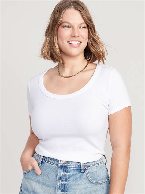 Fitted Scoop Neck Rib Knit T Shirt Old Navy