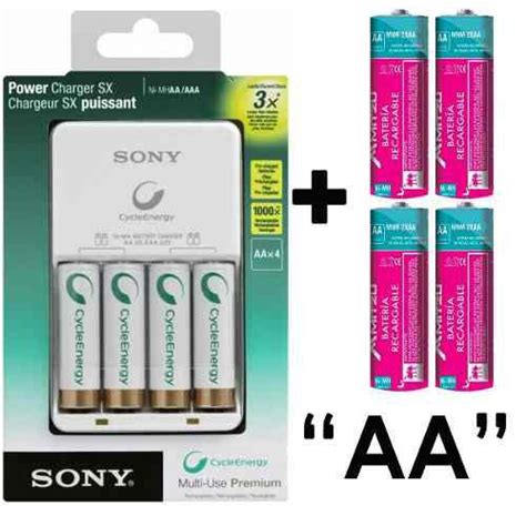 Kit de 8 pilas recargables cargador aa sony mitzu 1300mah en México