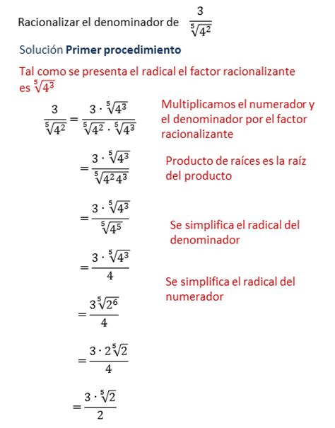 Racionalizaci N Del Denominador Expresi N Racionalizante