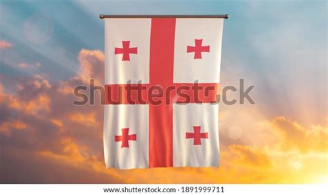 Georgia Waving Flag Texture Sky Ans Stock Illustration 1891999711