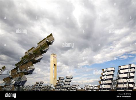 Photovoltaic plant and solar tower, Seville, Spain Stock Photo - Alamy