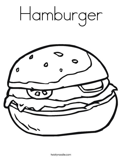 Hamburger Coloring Page - Twisty Noodle