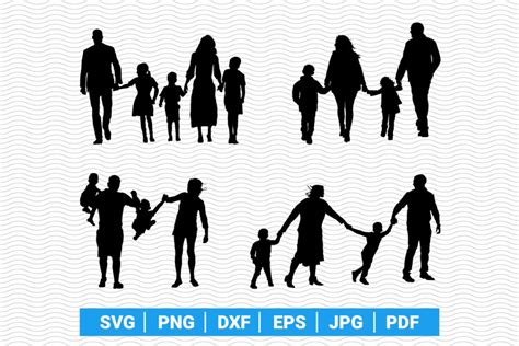 Family Black Silhouettes SVG for Cricut, Silhouette,Inkspace