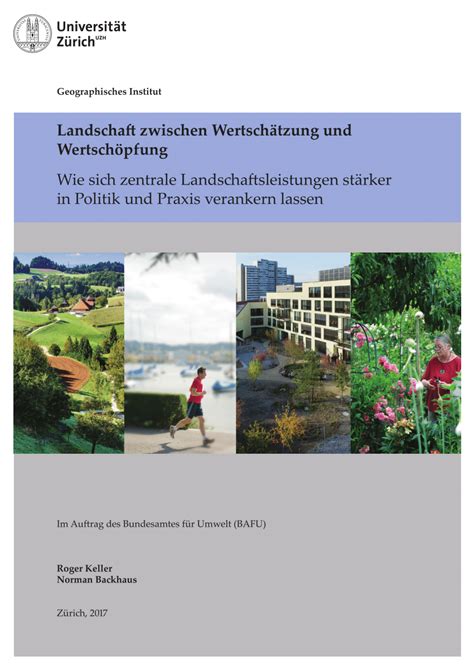 PDF Landschaft zwischen Wertschöpfung und Wertschätzung wie sich