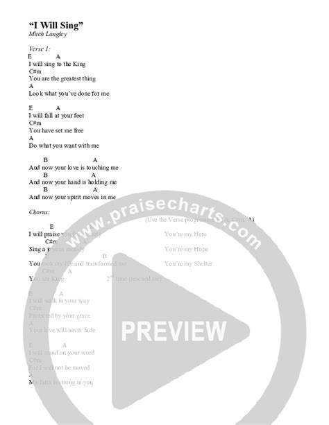 I Will Sing Chords Pdf Mitch Langley Praisecharts Hot Sex Picture