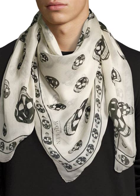 Alexander Mcqueen Men S Classic Silk Chiffon Skull Scarf Bergdorf Goodman