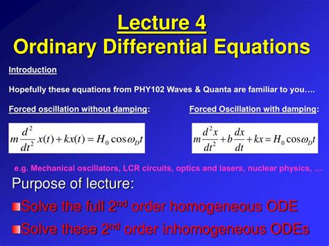 Ppt Lecture Ordinary Differential Equations Powerpoint Presentation