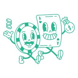 Retro Cartoon Casino Characters In Green PNG & SVG Design For T-Shirts