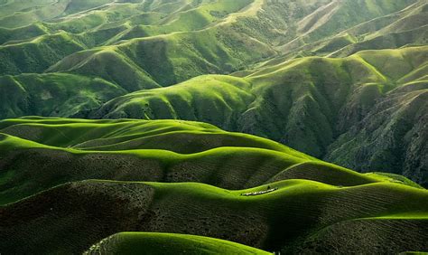 HD wallpaper: bird's eye view photograph of green mountains, green ...