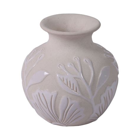 7 White And Beige Flower Vase Wilford Lee Home Accents