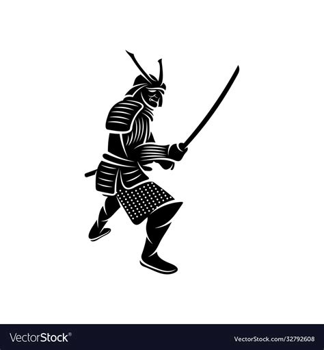 Samurai Warrior Logo Design Silhouette Royalty Free Vector