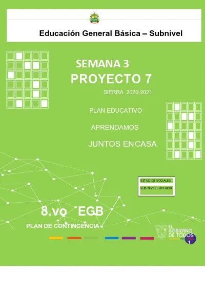 8 vo EGB SEMANA 3 PROYECTO 7 Educación General Básica Subnivel JUNTOS