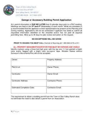 Fillable Online Garage Or Accessory Building Permit Application Fax