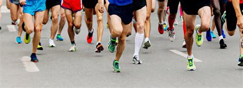 Large Group Legs Male Runners Run Marathon Stock Photo Image Of