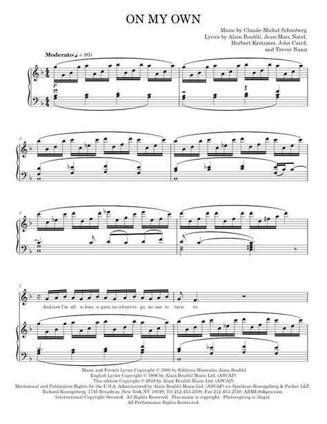 Play Official Version Of On My Own From Les Miserables Sheet Music By