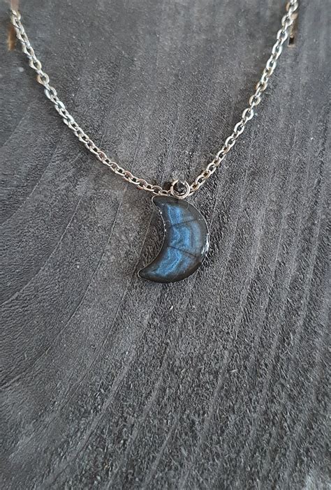 Moon Resin Pendant Necklace Celestial Necklace Mini Etsy