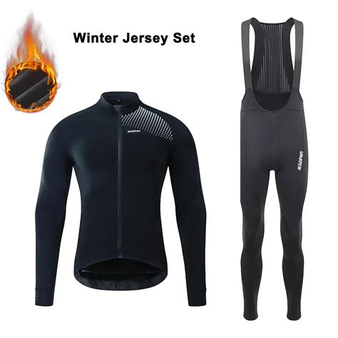 HISERWA Ensembles de maillot de vélo d hiver pour hommes ensembles de