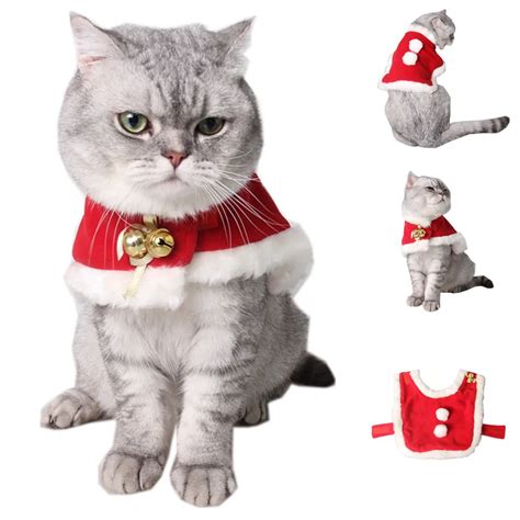 Christmas Cat Clothes Pet Kitthen Clothing Wind Cloak Xmas Pet Outfits ...