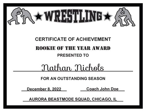 Free printable wrestling awards, Download Free printable wrestling