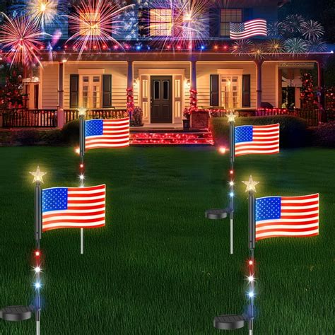American Flag And White Lights