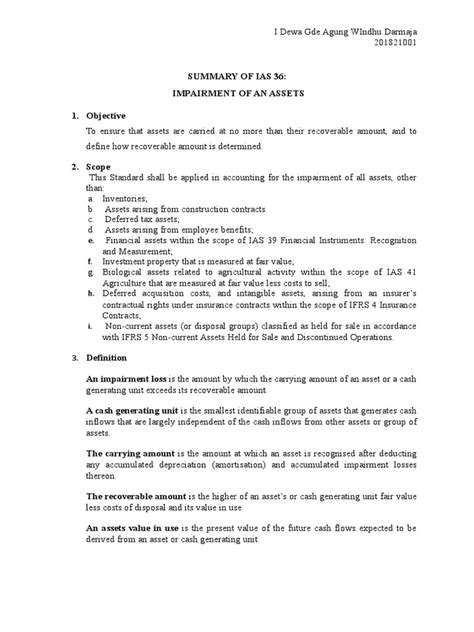 Summary Of Ias 36 Pdf Goodwill Accounting Fair Value