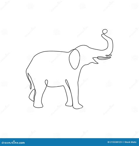 Una Línea Mano Dibujo Elefante Contorno Icono Ilustración del Vector